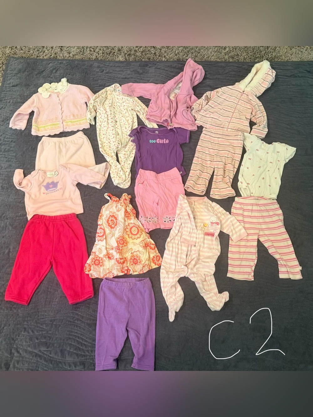 6-9month Mixed Baby Girls Clothing Lot - Pink, Purple, Floral Pieces
